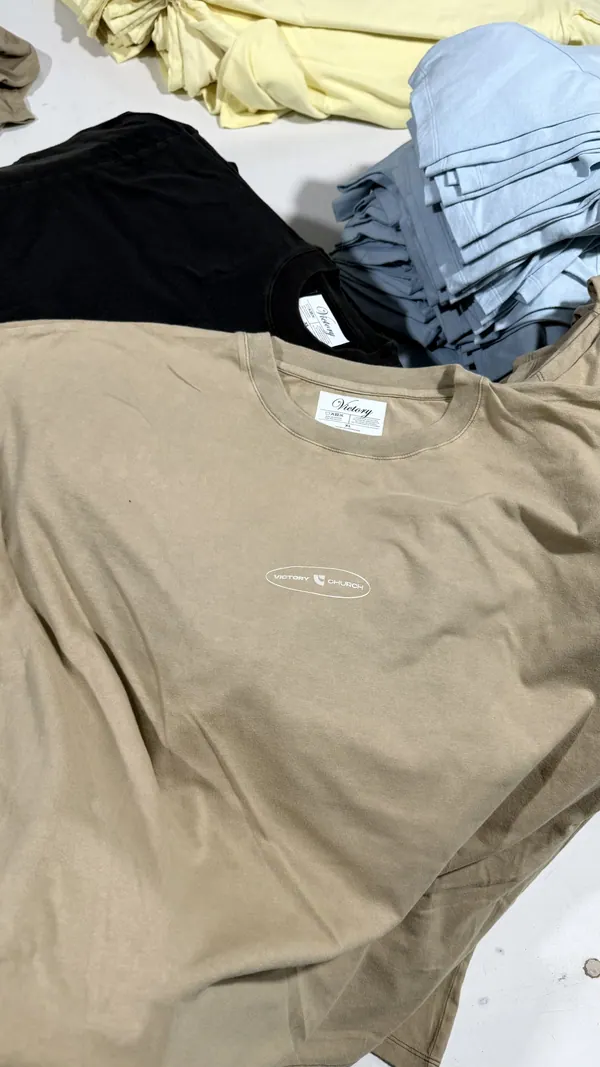 Remera beige con logo chico en el frente