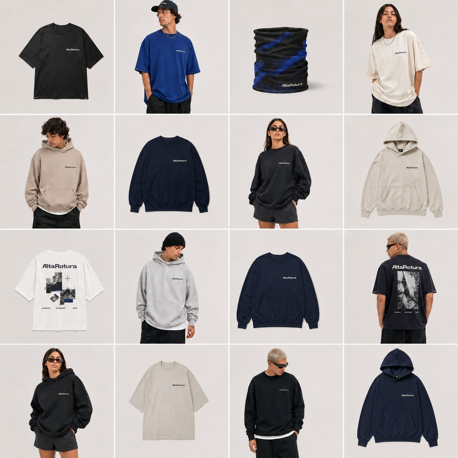 Catálogo completo de prendas Alta Rotura — Remeras, buzos, capucha, cuellos y gorras